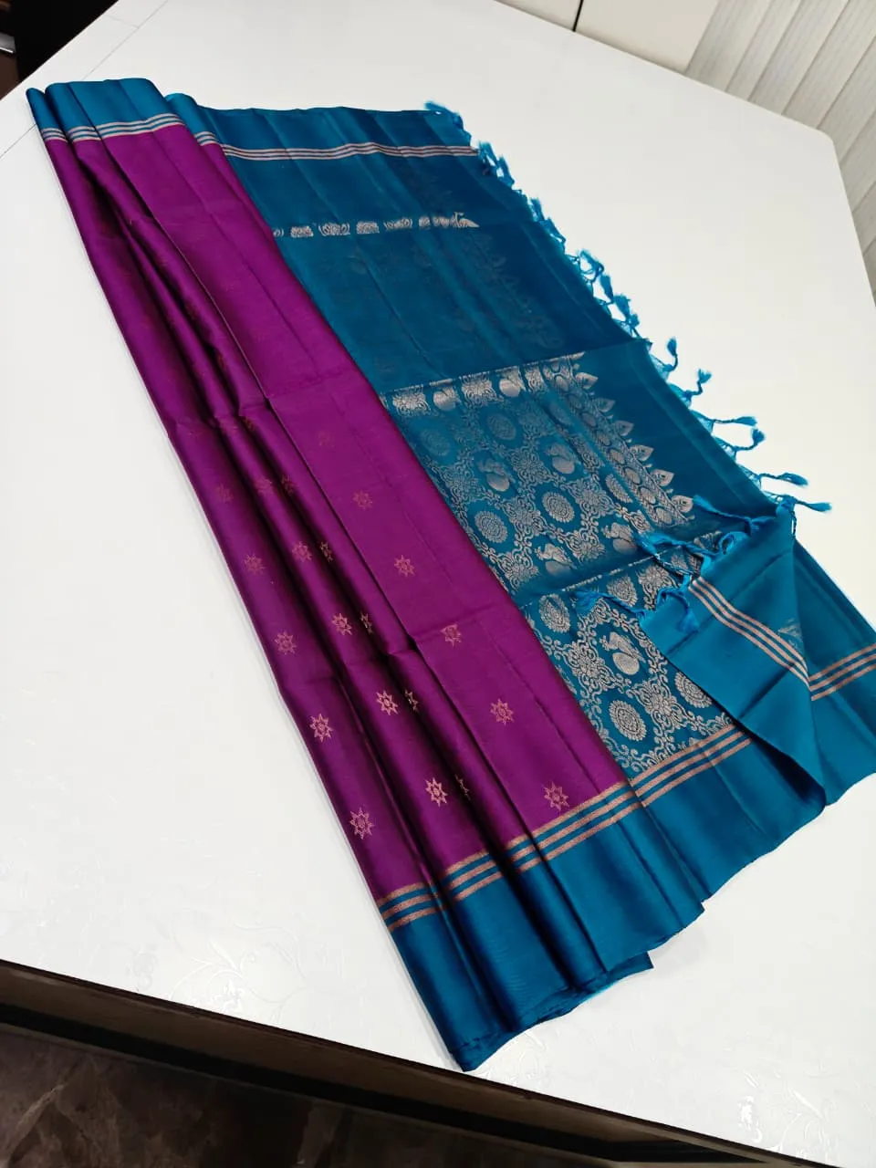 Plum Purple Nakshatra Butta Zari Kanchipuram Soft Silk Saree